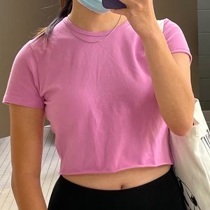 pink Reebok cropped T-shirt